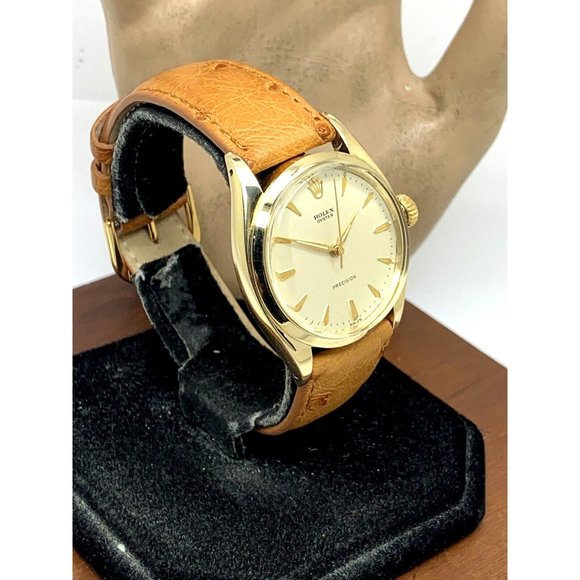 Rolex Oyster Precision Men's Watch Vintage Swiss Hand Wind 14k Gold Case - Picture 13 of 13